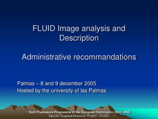 FLUID Image analysis and Description Administrative recommandations