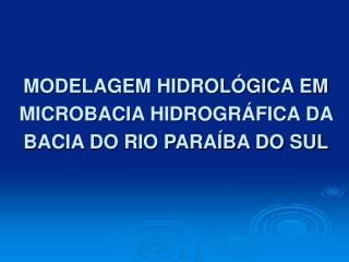MODELAGEM HIDROLÓGICA EM MICROBACIA HIDROGRÁFICA DA BACIA DO RIO PARAÍBA DO SUL
