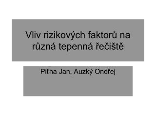 Vliv rizikových faktorů na různá tepenná řečiště