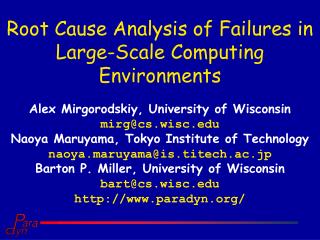 Root Cause Analysis of Failures in Large-Scale Computing Environments