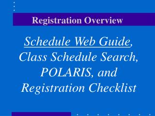 Registration Overview