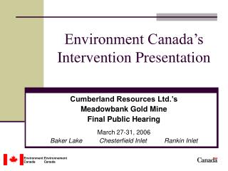 Environment Canada’s Intervention Presentation