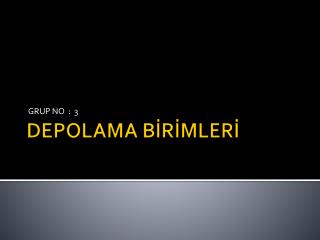 DEPOLAMA BİRİMLERİ