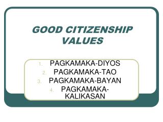 GOOD CITIZENSHIP VALUES