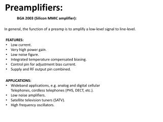 Preamplifiers: