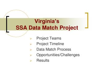 Virginia’s SSA Data Match Project