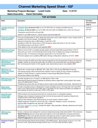 Channel Marketing Speed Sheet - IGF