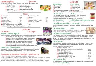Feuilletés Apéritif 		5.50 € les 10