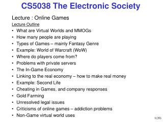 CS5038 The Electronic Society