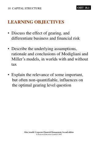 LEARNING OBJECTIVES Discuss the effect of gearing, and