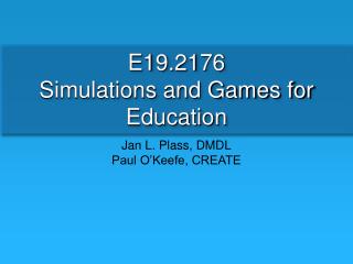 E19.2176 Simulations and Games for Education