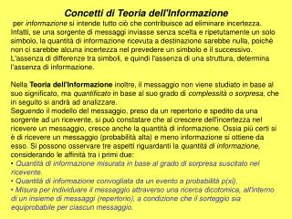 Concetti di Teoria dell'Informazione