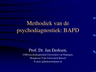 Methodiek van de psychodiagnostiek: BAPD