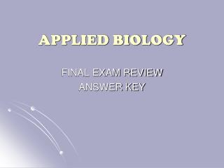 APPLIED BIOLOGY