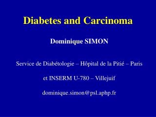 Diabetes and Carcinoma