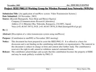 Project: IEEE P802.15 Working Group for Wireless Personal Area Networks (WPANs)