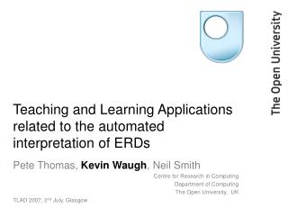 Teaching and Learning Applications related to the automated interpretation of ERDs