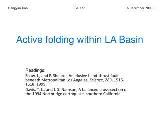 Active folding within LA Basin