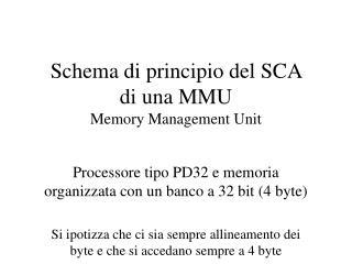 Schema di principio del SCA di una MMU Memory Management Unit