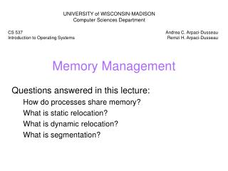 Memory Management