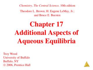 Chapter 17 Additional Aspects of Aqueous Equilibria