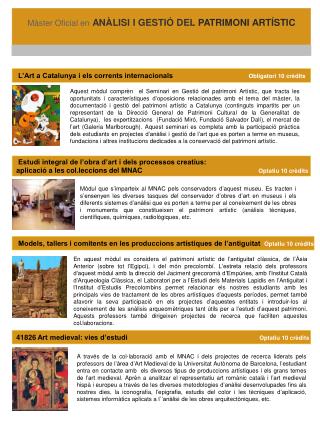 Màster Oficial en ANÀLISI I GESTIÓ DEL PATRIMONI ARTÍSTIC
