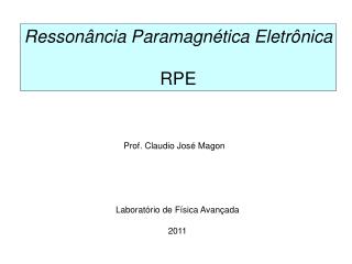 Ressonância Paramagnética Eletrônica RPE