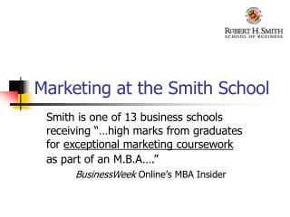 Marketing at the Smith School