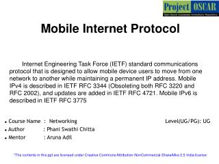 Mobile Internet Protocol