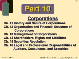 Corporations Ch. 41 History and Nature of Corporations