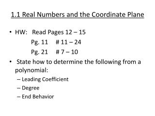 1.1 Real Numbers and the Coordinate Plane