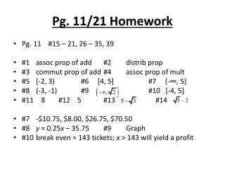 Pg. 11/21 Homework