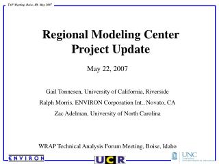 Regional Modeling Center Project Update