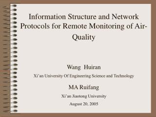 Information Structure and Network Protocols for Remote Monitoring of Air-Quality