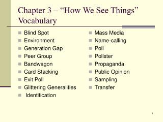 Chapter 3 – “How We See Things” Vocabulary