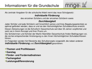 Informationen für die Grundschule