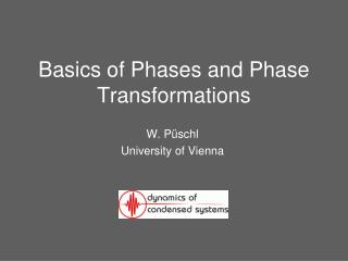 Basics of Phases and Phase Transformations