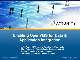 Enabling OpenVMS for Data &amp; Application Integration