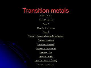 Transition metals