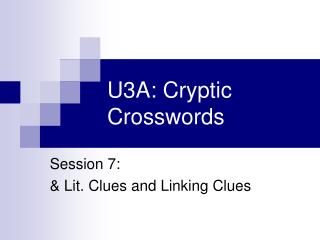 U3A: Cryptic Crosswords