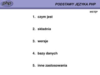 PODSTAWY JĘZYKA PHP