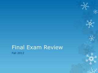 Final Exam Review