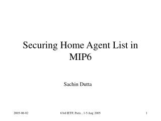 Securing Home Agent List in MIP6