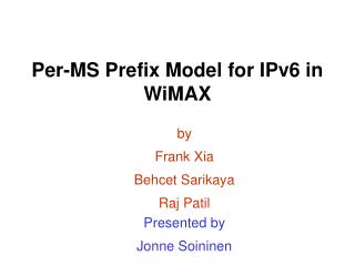 Per-MS Prefix Model for IPv6 in WiMAX