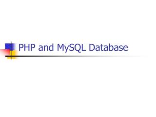 PHP and MySQL Database