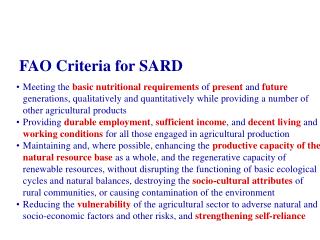 FAO Criteria for S ARD