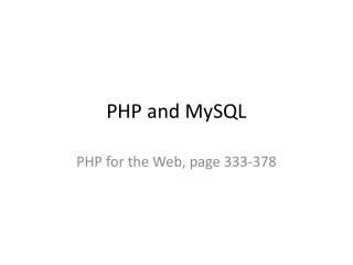 PHP and MySQL