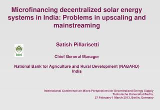 International Conference on Micro Perspectives for Decentralized Energy Supply