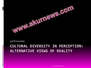 Cultural Diversity in Perception: Alternative Views of Reality