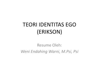 TEORI IDENTITAS EGO (ERIKSON)